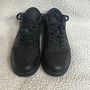 Men all black leather and suede Jordan 1